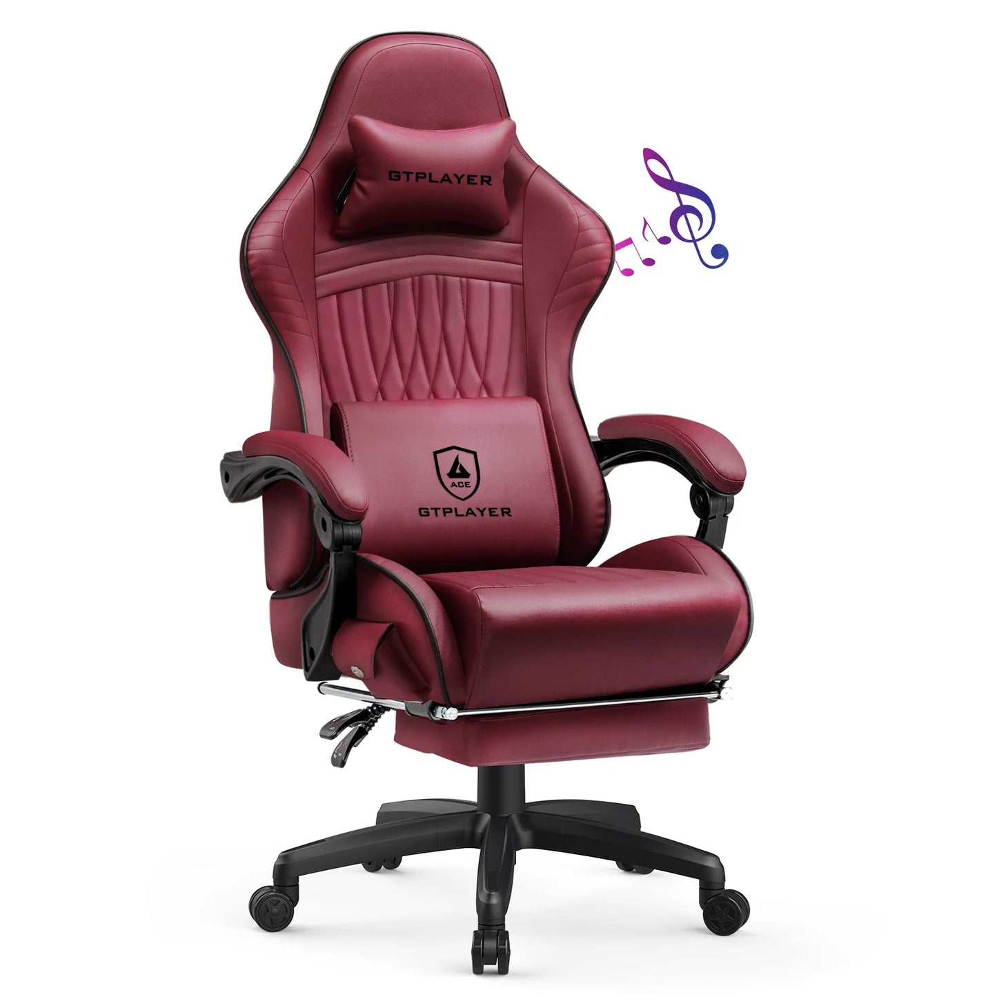 GTPLAYER Gaming Chair Ergonomic Faux Leather Footrest Swiveling Racing PC