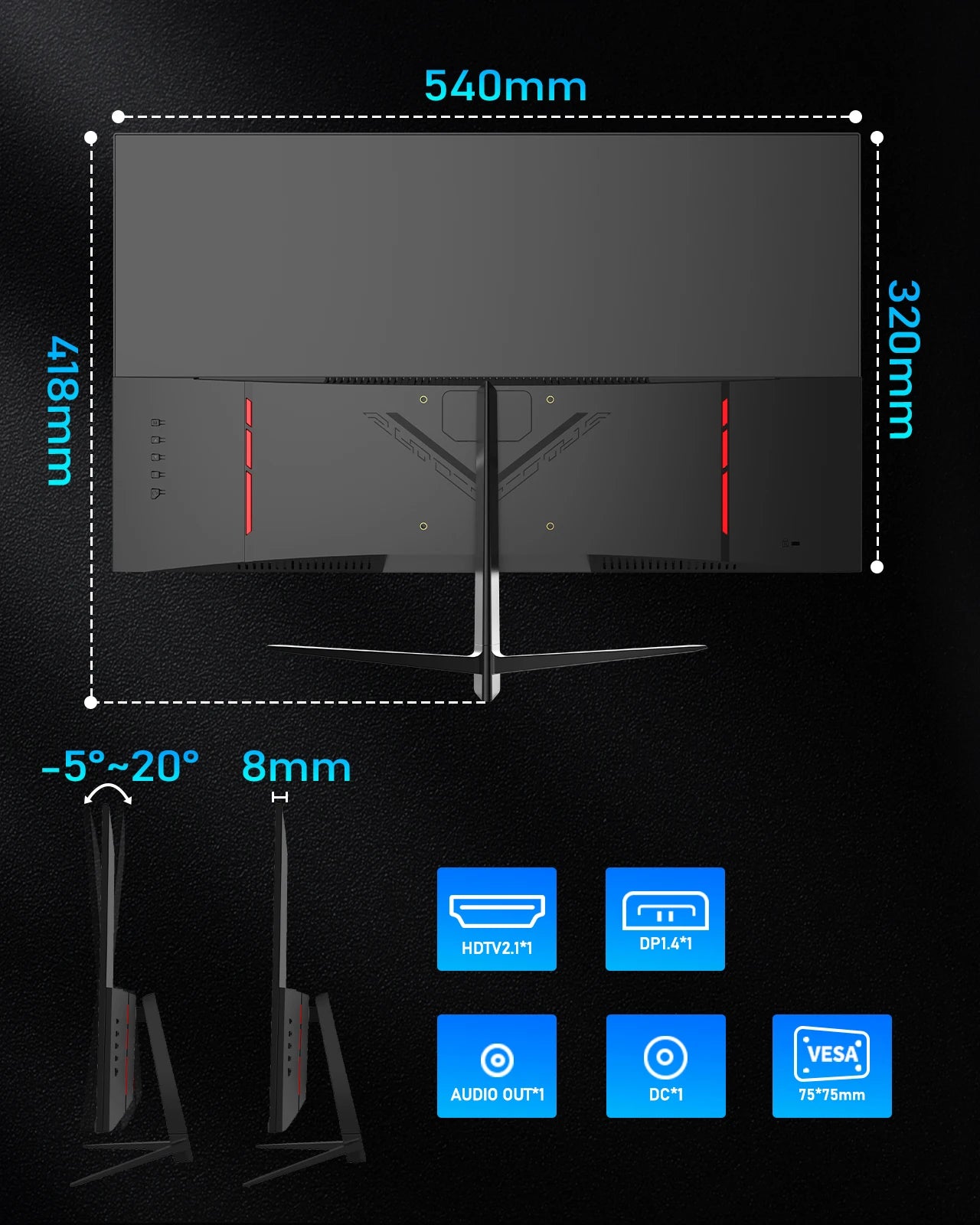 FYHXele 180Hz 1ms HDR Gaming Monitor With G Sync HDR10