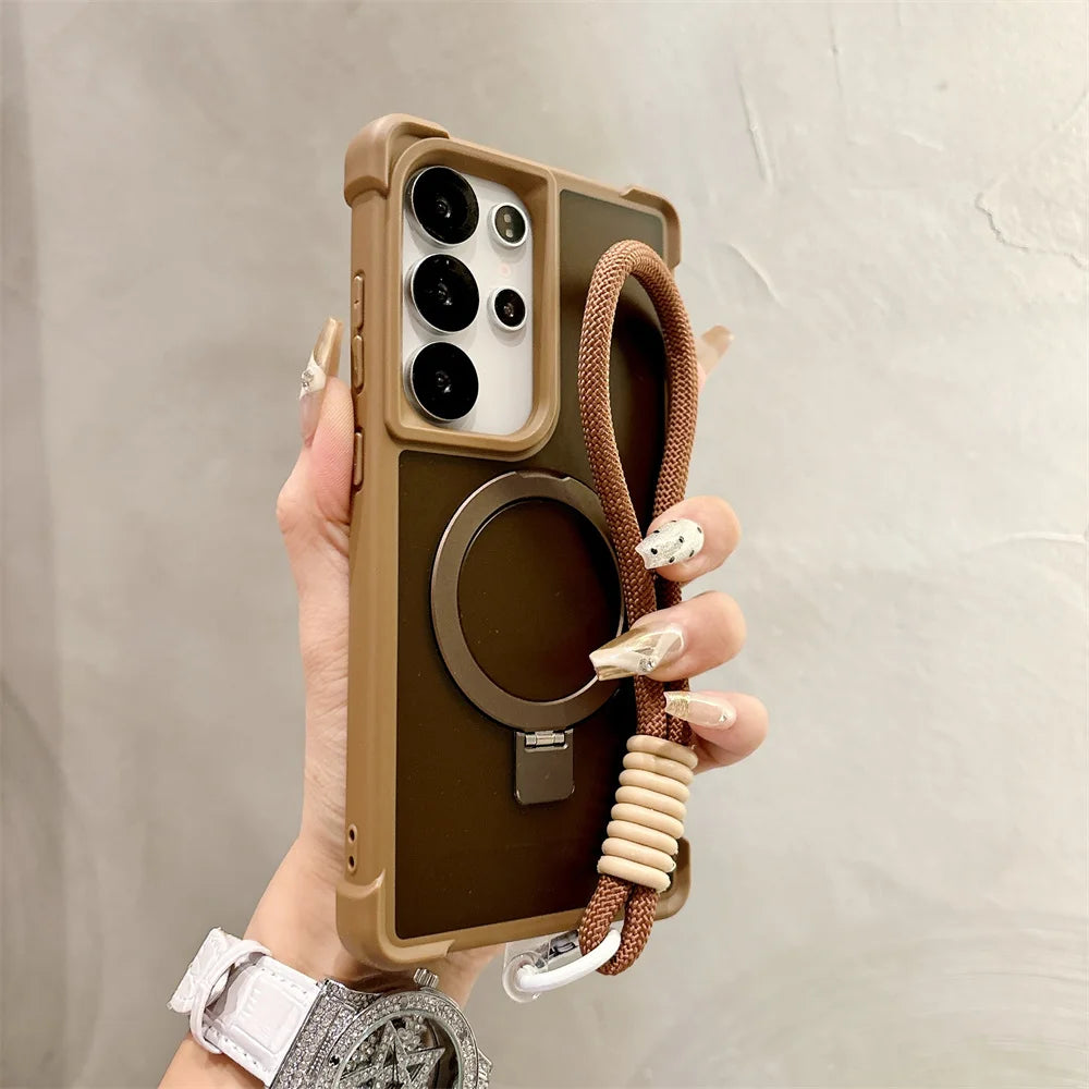 Magnetic Armor Case With Folding Stand For Galaxy S Series