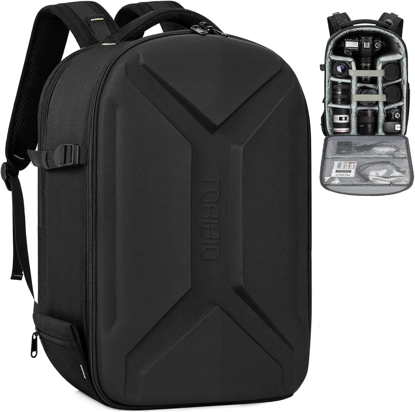 XMSJ Hardshell Camera Backpack Waterproof Tripod Holder And Laptop Compartment