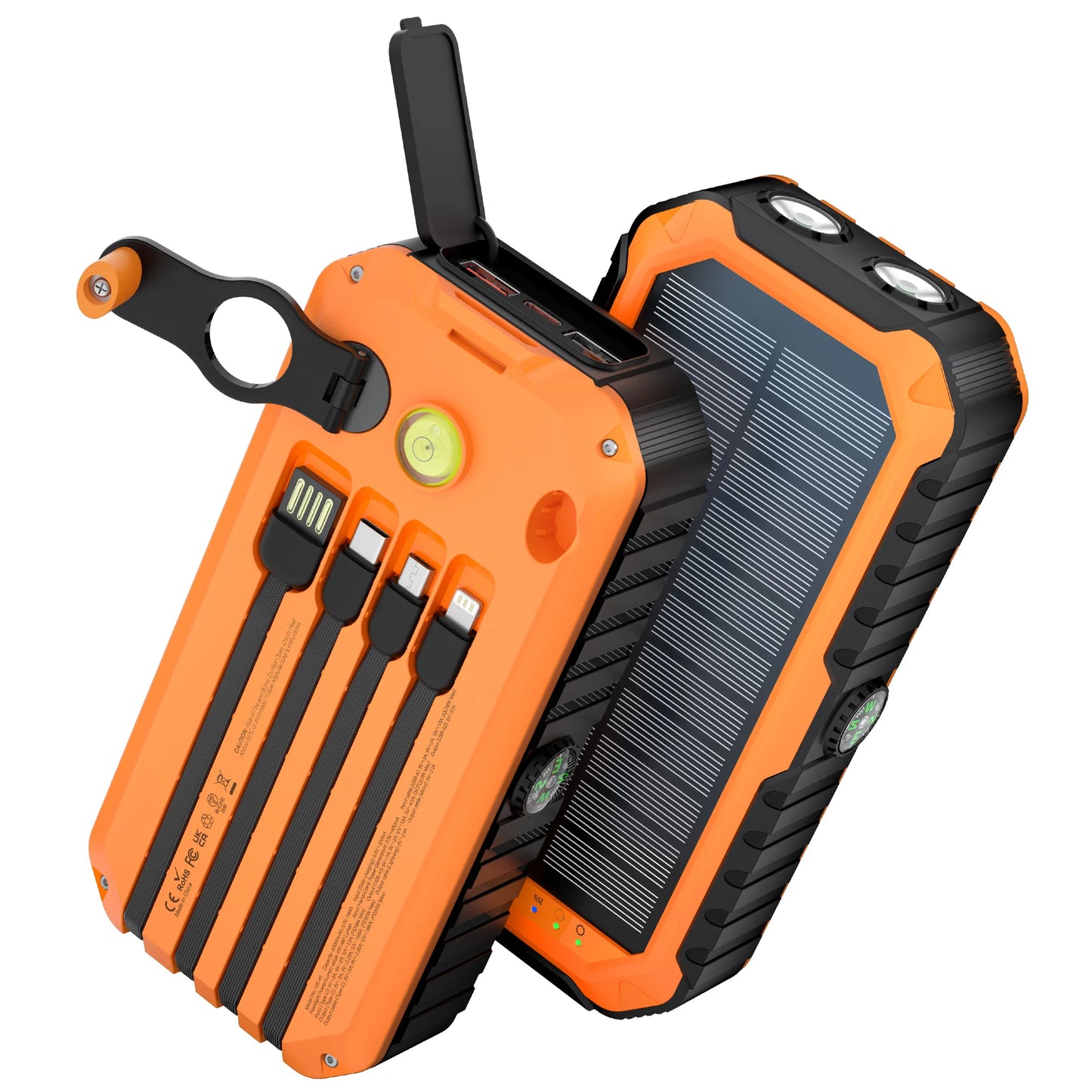 40,000mAh Solar Power Bank Hand Crank Dual USB C LED