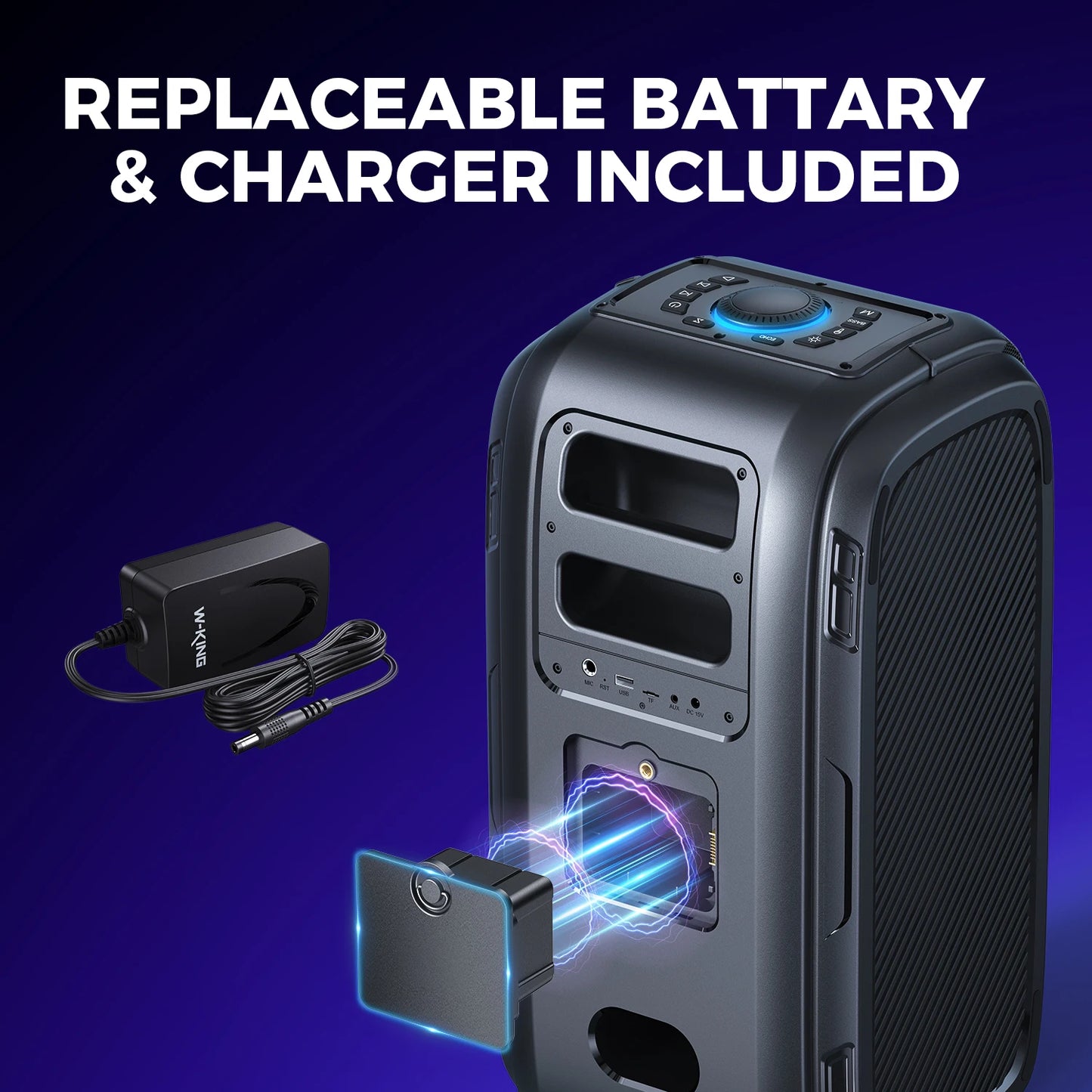 W-King 250W Portable Bluetooth Speaker Boombox 120dB Bass