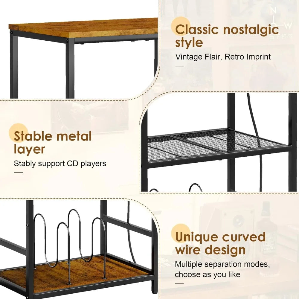 RBXC Record Player Stand With Storage And Vinyl Record Shelves