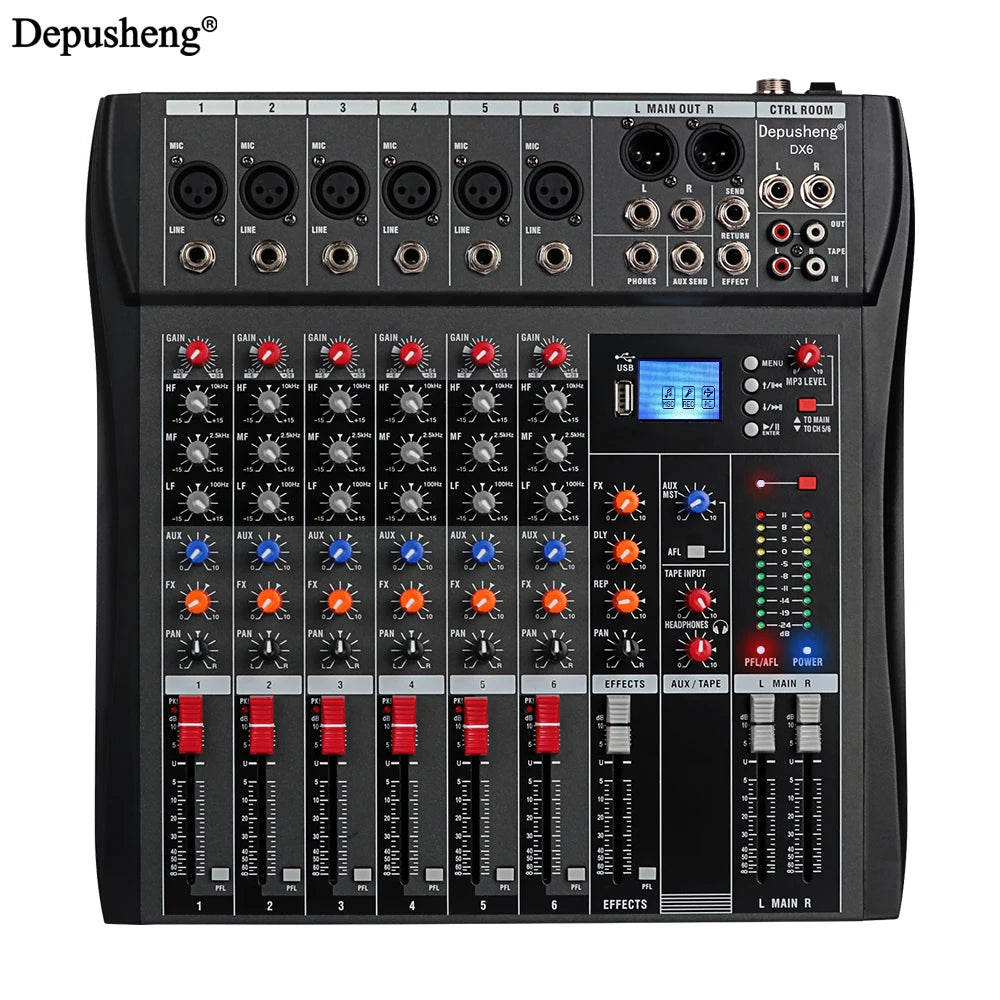 Depusheng Audio Mixer 6 8 12 Channels Professional DJ Mixer