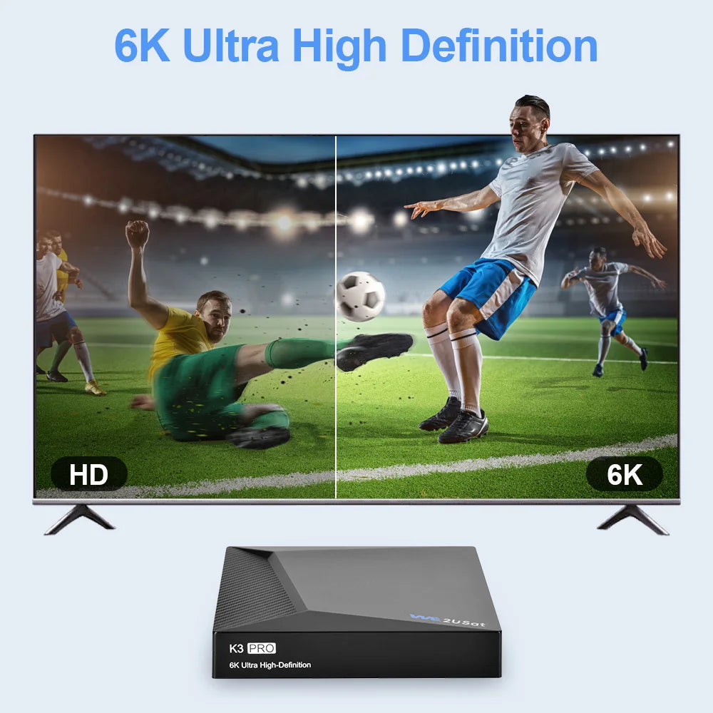 Free Sat K3 Pro 6K HDR Android Television Box WiFi