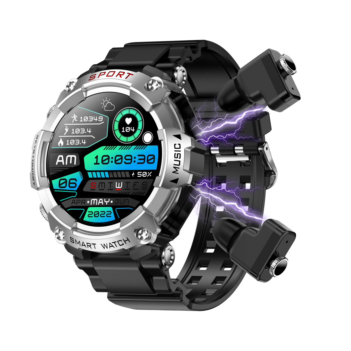 LaNikar Smart Watch AMOLED Display With In Ear Bluetooth Headset And Heart Rate Blood Pressure SpO2 Monitoring