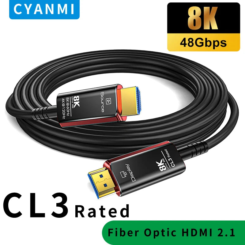 CYANMI HDMI 2.1 Fiber Optic Cable 8K 4K60Hz 120Hz EARC