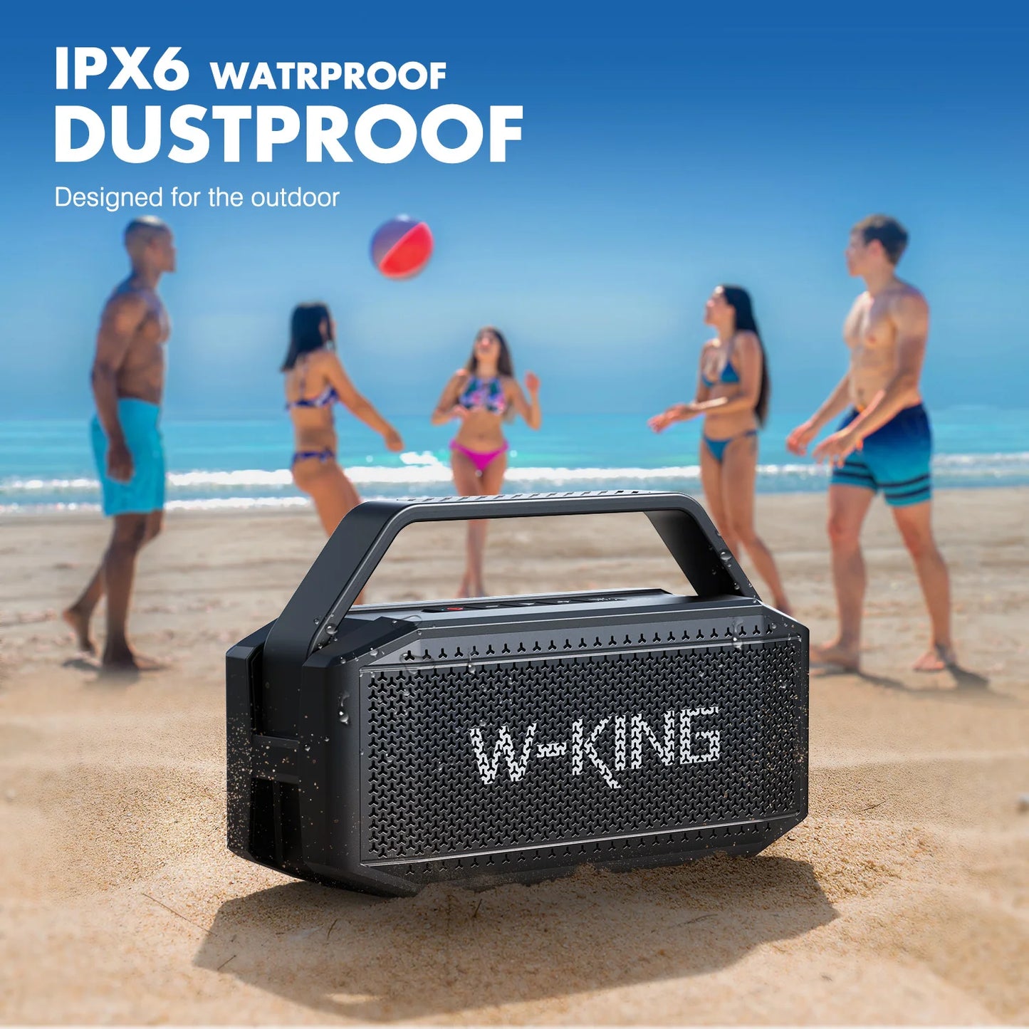 W-KING 100W Peak 60W RMS Portable Bluetooth Speaker With Deep Bass And IPX6 Waterproof