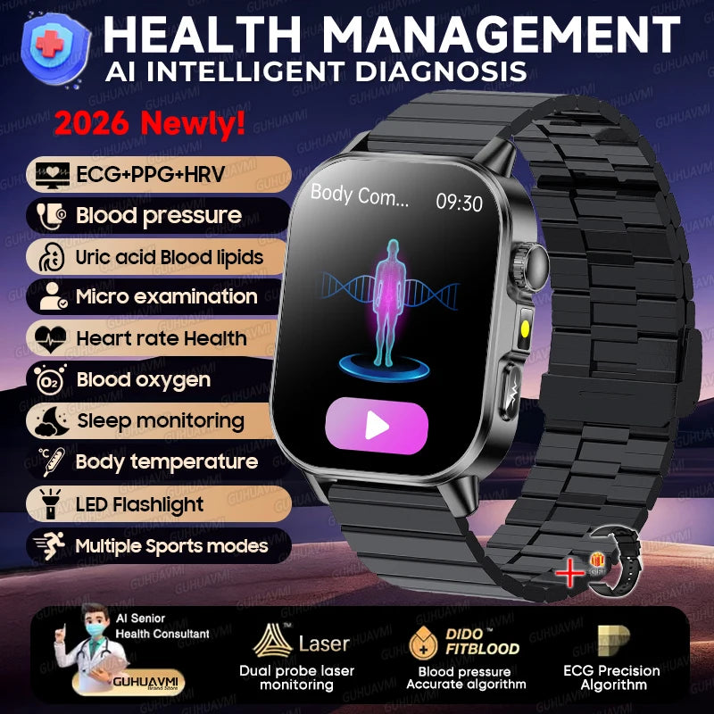 ECG PPG Health Diagnosis Smartwatch With Body Analysis