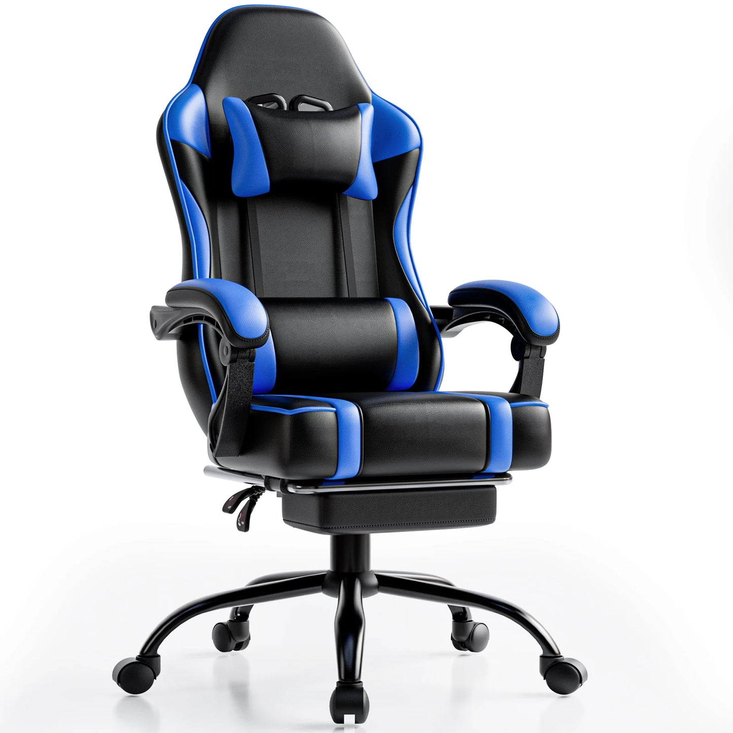 Gaming Chair With Footrest PU Leather For Adults Gamer