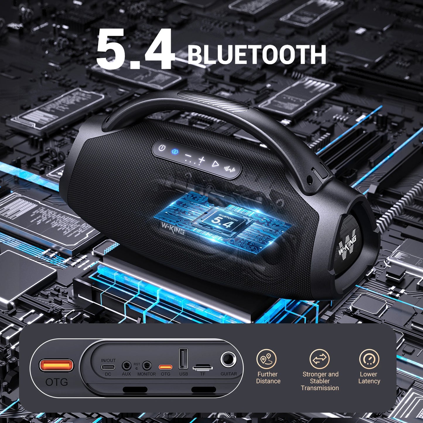 W-King D20 Portable Bluetooth Speaker 200W RMS Bass