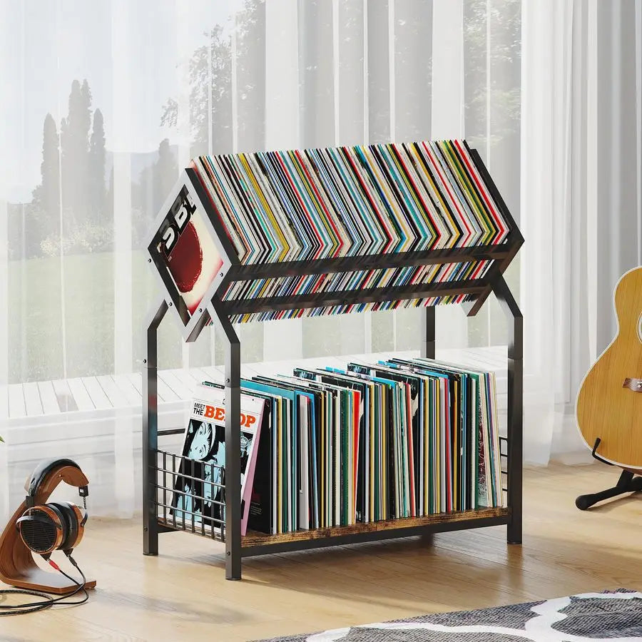 XMSJ Vinyl Record Storage Rack With Dividers 300 LP Capacity