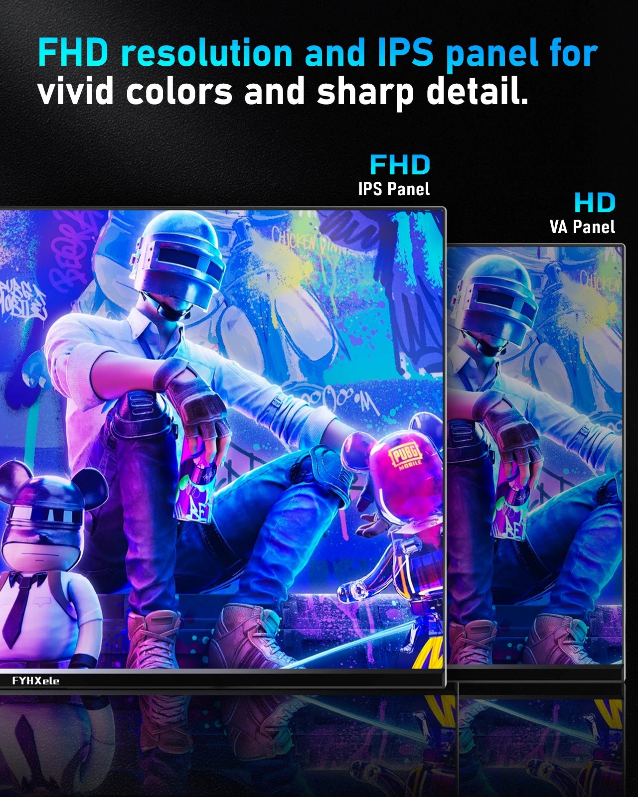 FYHXele 180Hz 1ms HDR Gaming Monitor With G Sync HDR10