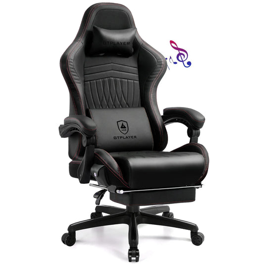 GTPLAYER Gaming Chair Ergonomic Faux Leather Footrest Swiveling Racing PC