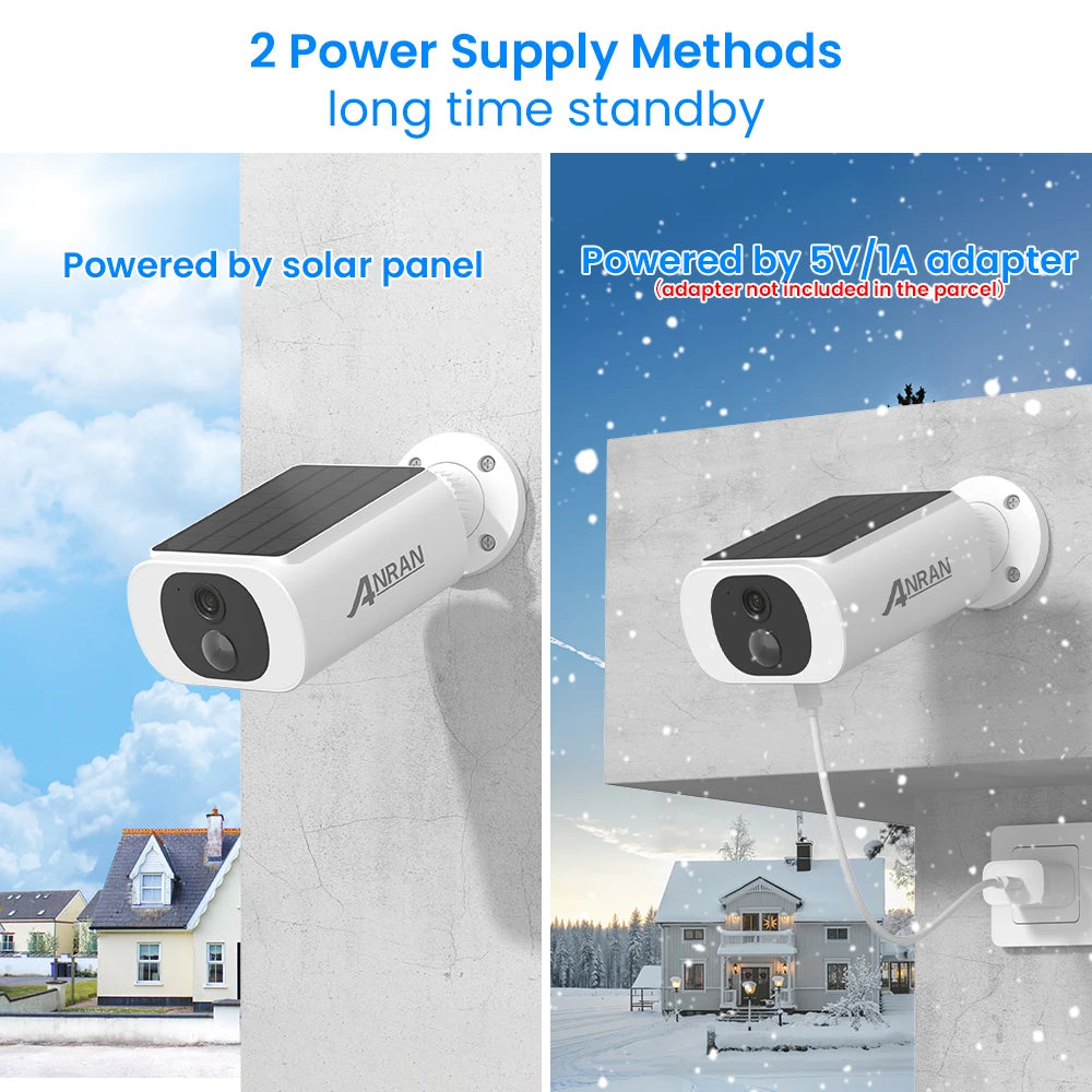 ANRAN 2K Solar Security Camera Outdoor Wireless 2.4G