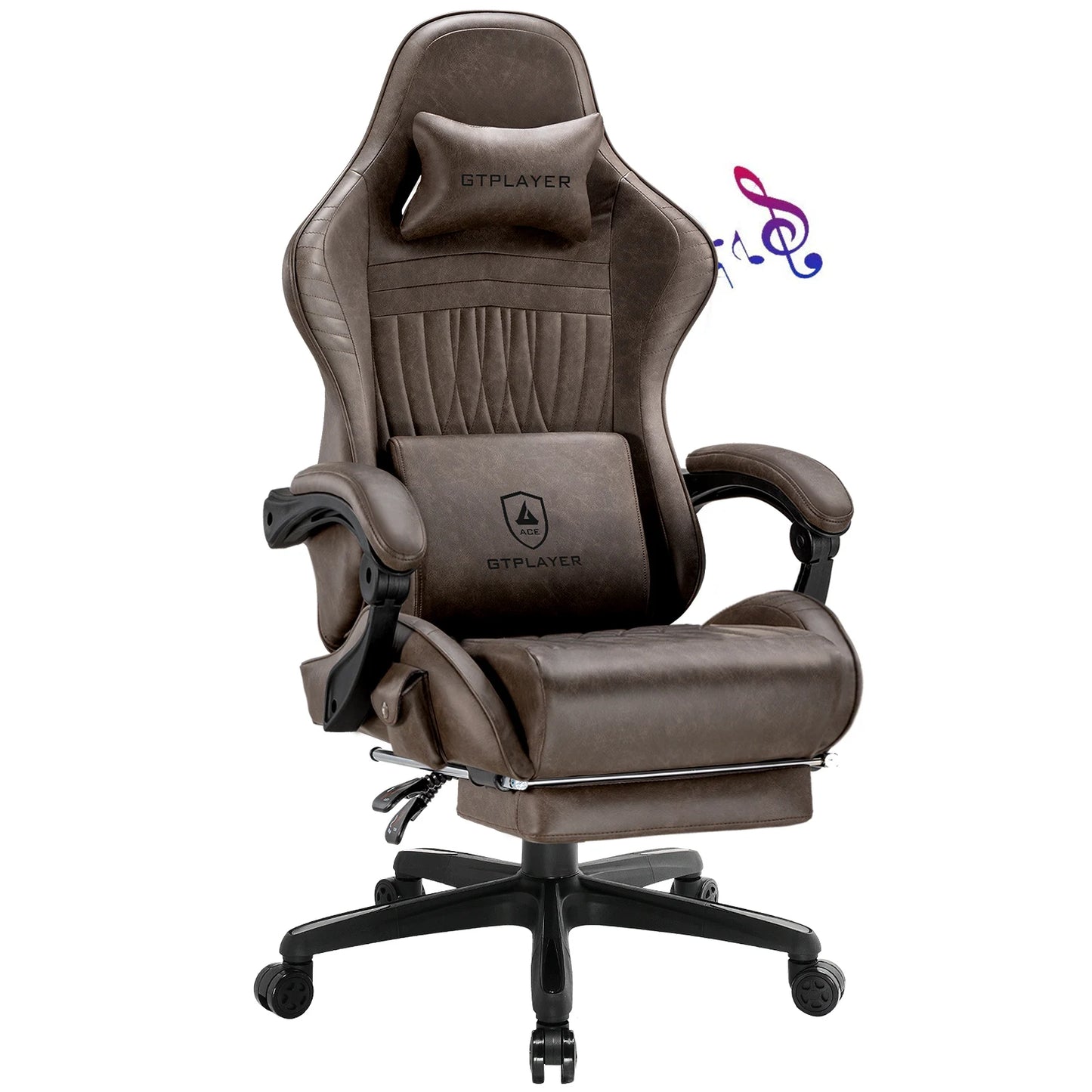 GTPLAYER Gaming Chair Ergonomic Faux Leather Footrest Swiveling Racing PC