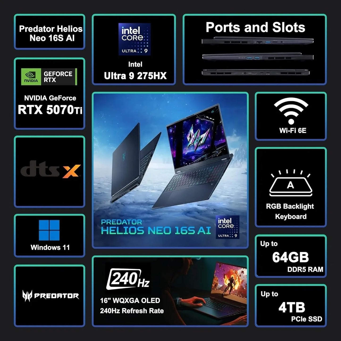 Acer Predator Helios Neo S RTX 5070Ti OLED 240Hz Laptop