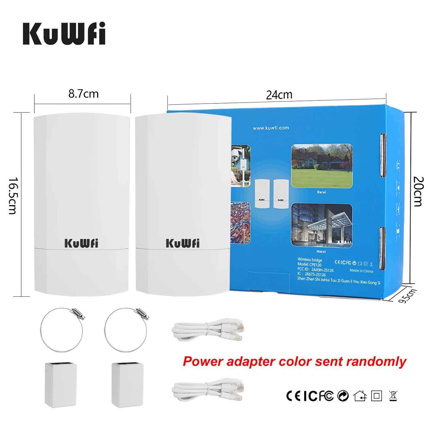 KuWFi Outdoor 300Mbps CPE Bridge WiFi AP Repeater Extender POE