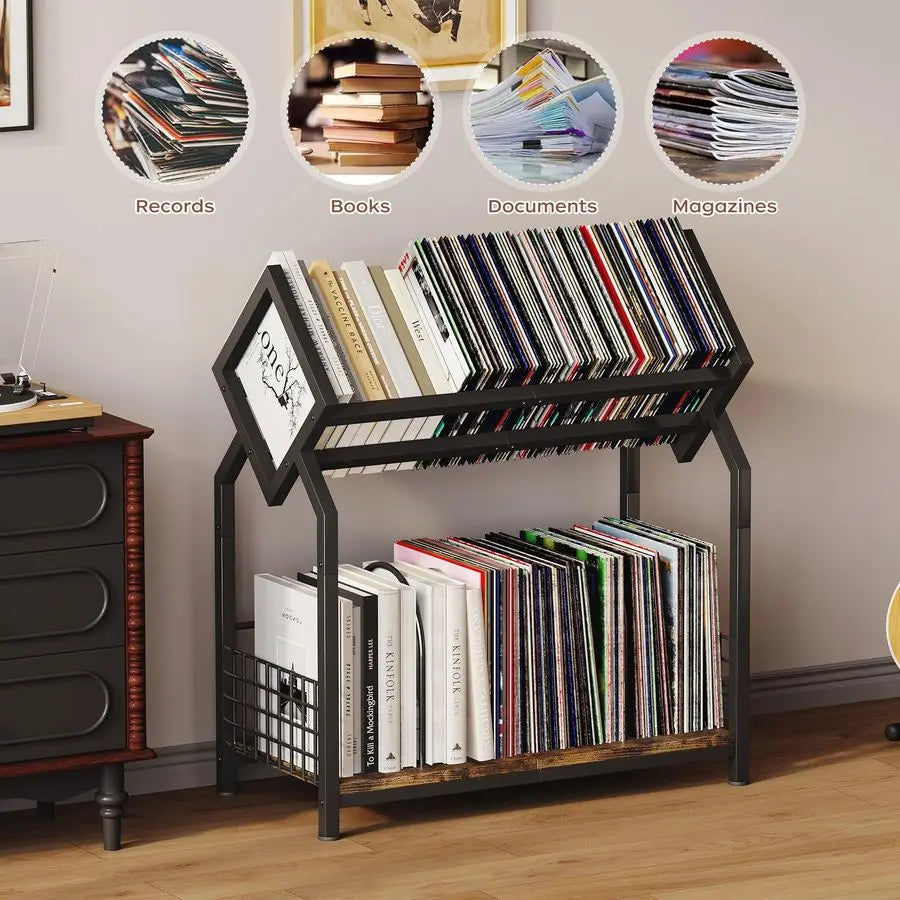 XMSJ Vinyl Record Storage Rack With Dividers 300 LP Capacity