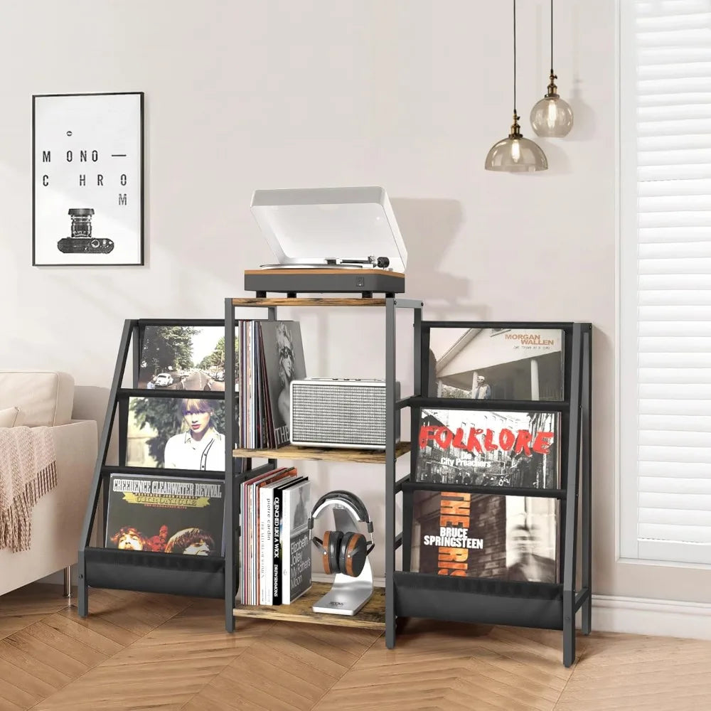 Vinyl Record Player Stand With Storage For 280 Albums