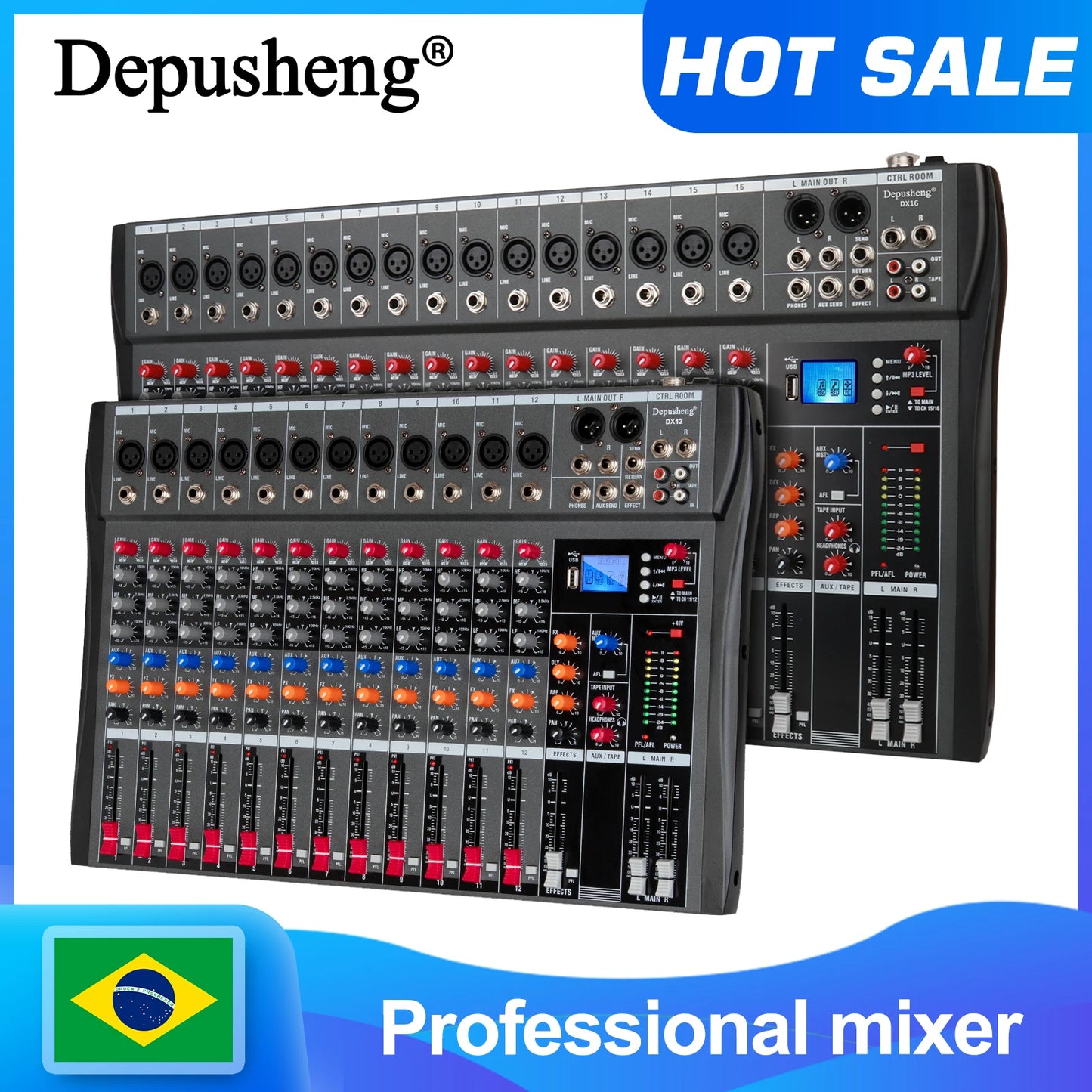 Depusheng Audio Mixer 6 8 12 Channels Professional DJ Mixer