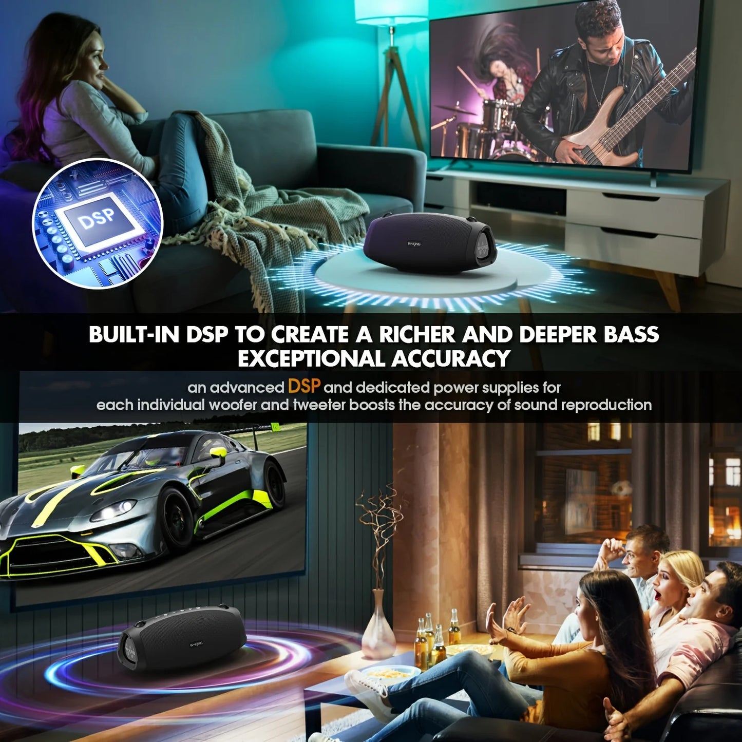 W-King Waterproof Portable Bluetooth Speaker Outdoor Boombox