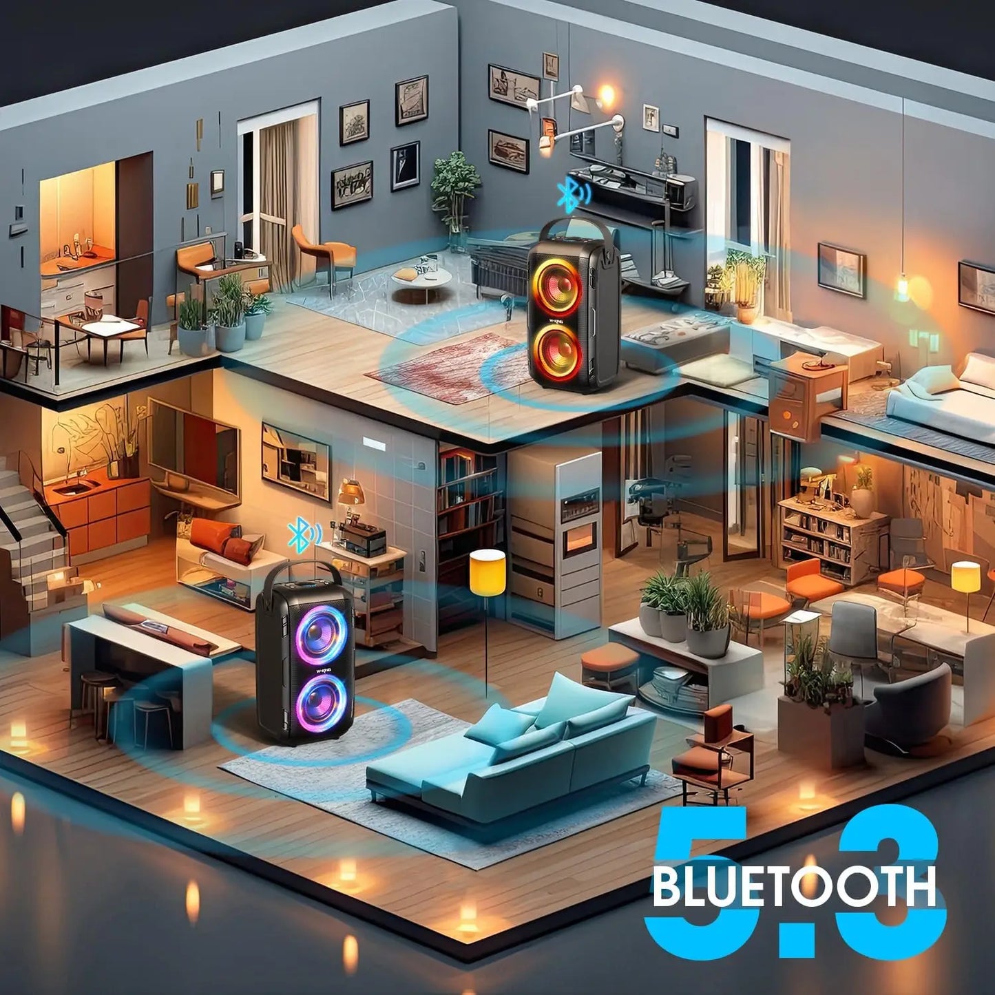 W-King 80W RMS Party Bluetooth Boombox Speaker System