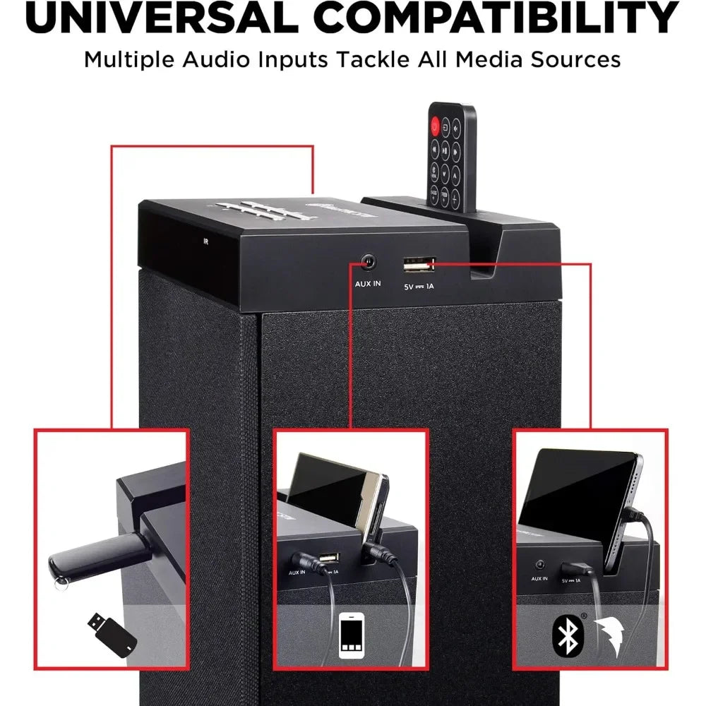 XMSJ Bluetooth Tower Speaker 120W With Subwoofer And Dual Drivers