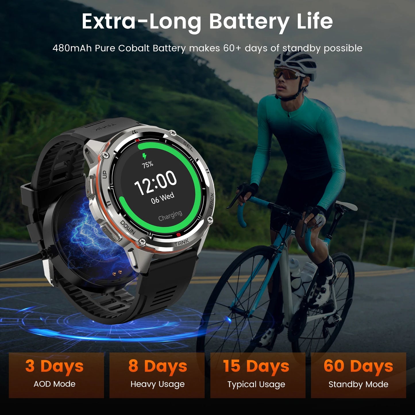 KOSPET Tank T3 Ultra GPS Smartwatch Altimeter Barometer Compass