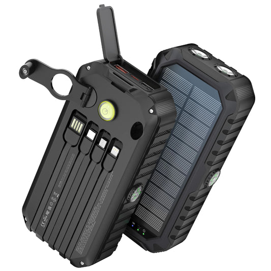 40,000mAh Solar Power Bank Hand Crank Dual USB C LED