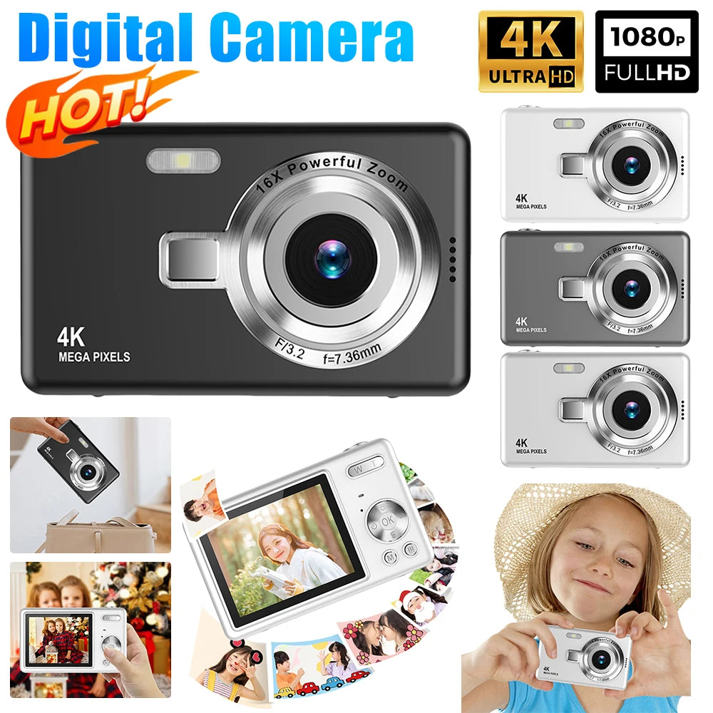 4K UltraHD 96MP Portable ProfessionalGradeVloggingCamera With 16xDigitalZoom IPS Display