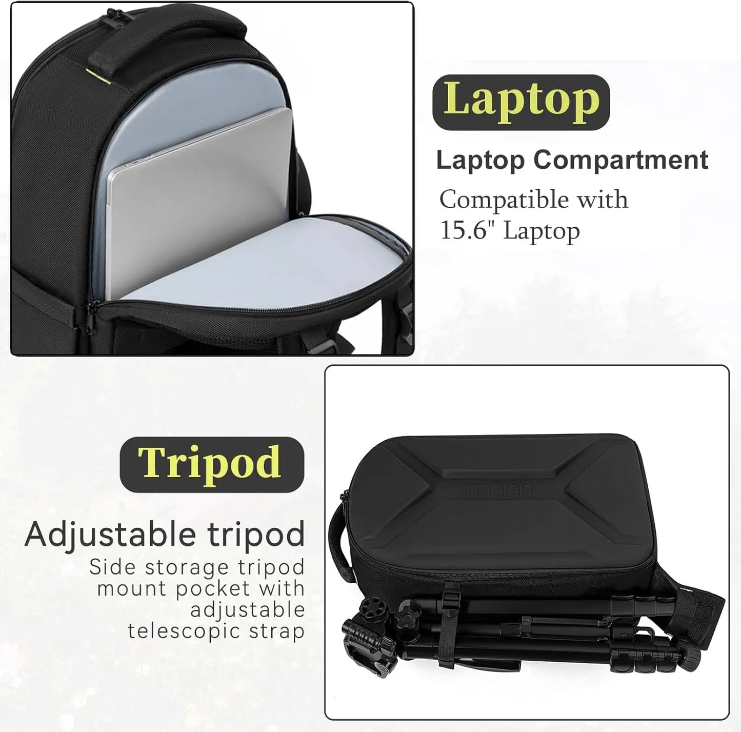 XMSJ Hardshell Camera Backpack Waterproof Tripod Holder And Laptop Compartment