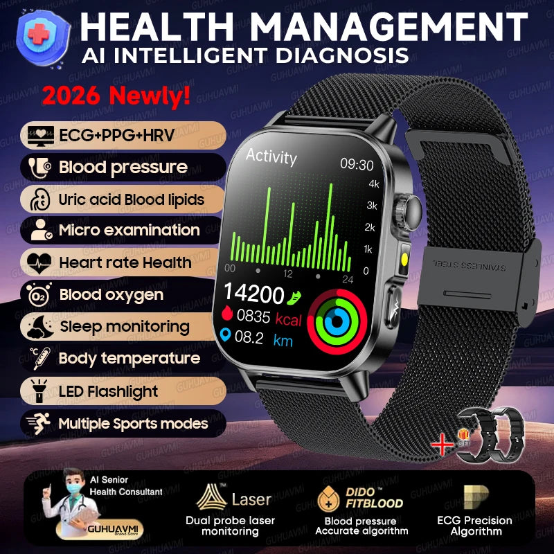 ECG PPG Health Diagnosis Smartwatch With Body Analysis