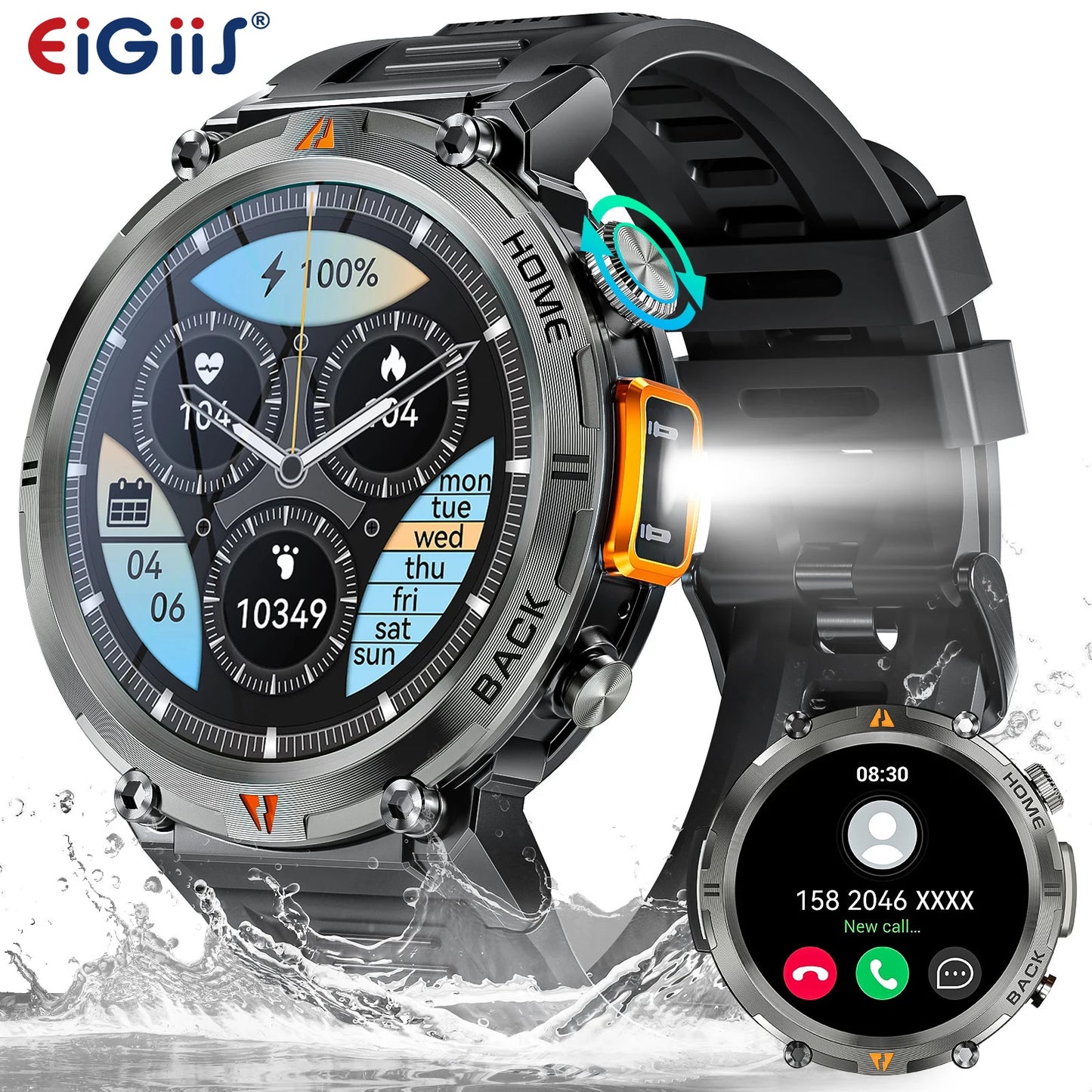 EIGIIS KE3 Bluetooth Call Smartwatch for Men Heart Rate Monitor
