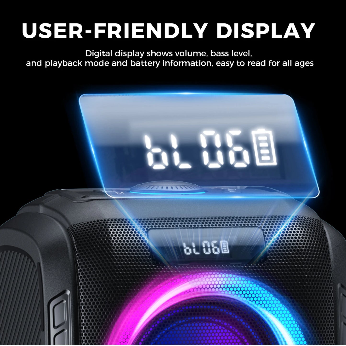 W-King 250W Portable Bluetooth Speaker Boombox 120dB Bass