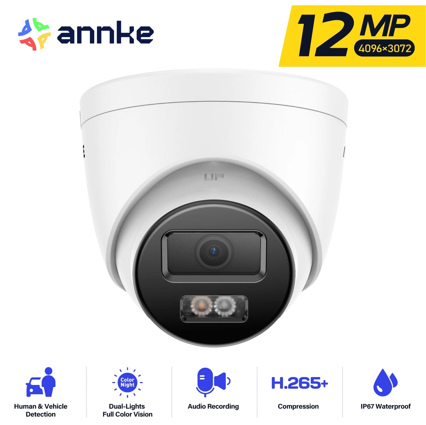 ANNKE 12MP 3K Smart PoE Security Camera IP67 Night Vision