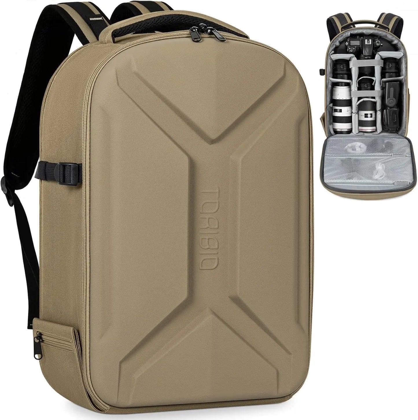 XMSJ Hardshell Camera Backpack Waterproof Tripod Holder And Laptop Compartment