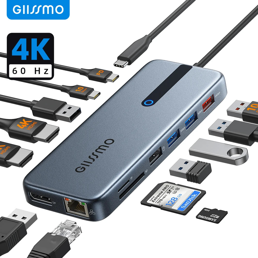 GIISSMO USB C Hub 10Gbps Docking Station with 4K HDMI