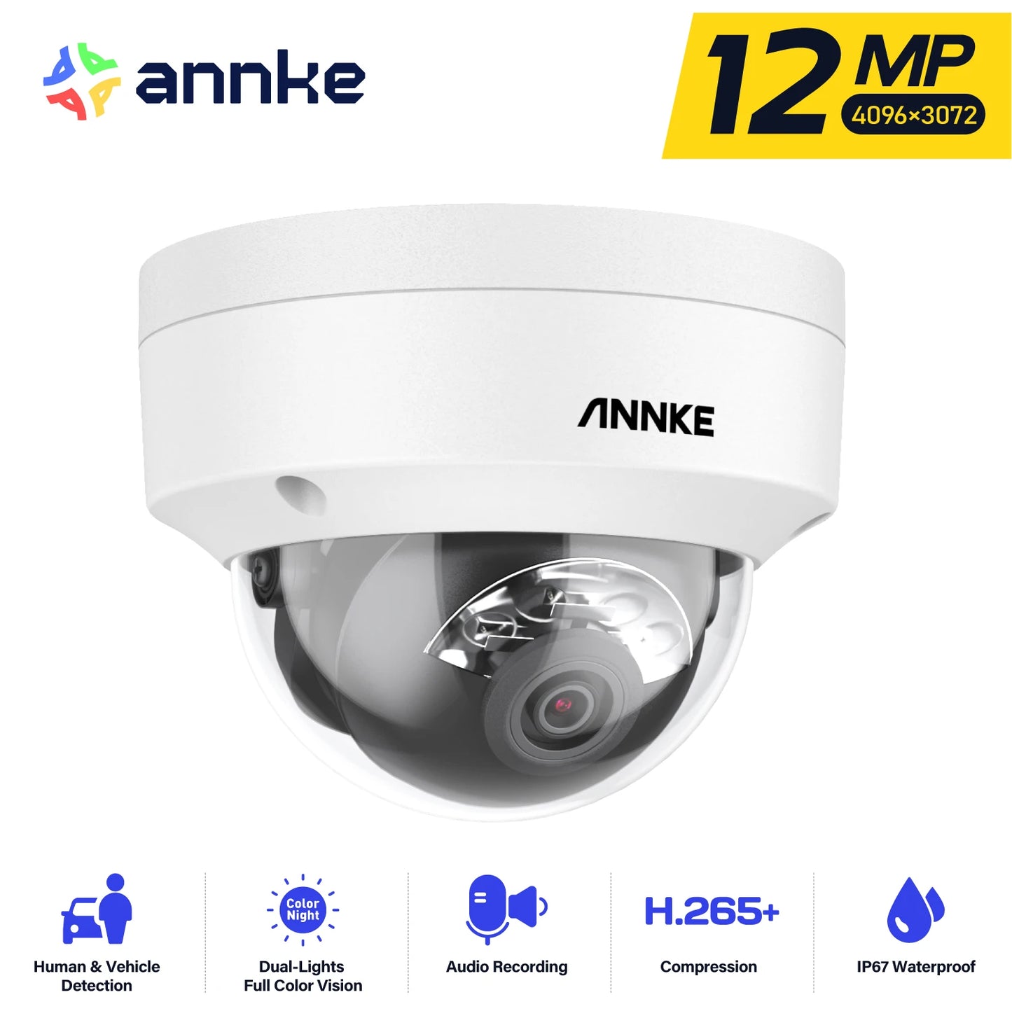 ANNKE 12MP 3K Smart PoE Security Camera IP67 Night Vision