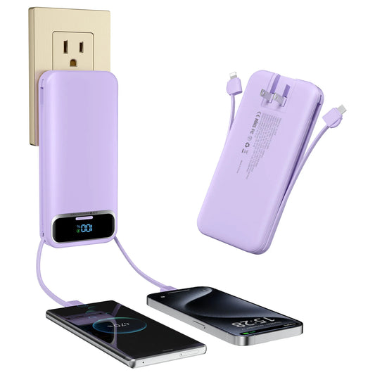 Portable Power Bank 12000mAh With Built In Cables PD 20W