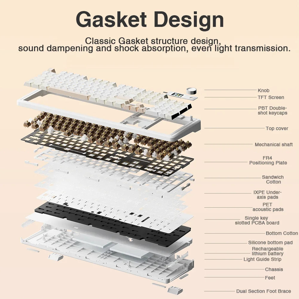 AULA F108Pro Wireless Mechanical Gaming Keyboard EquippedWithTFTDisplay UltraLatency