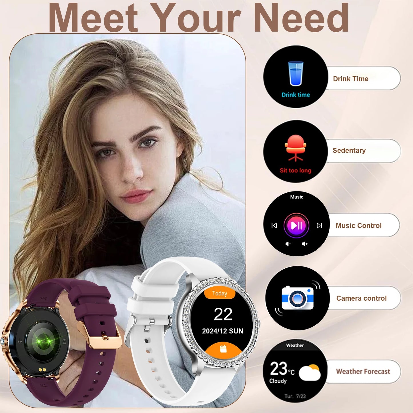 Smart Watch for Women Fitness Tracker With Wireless Calls