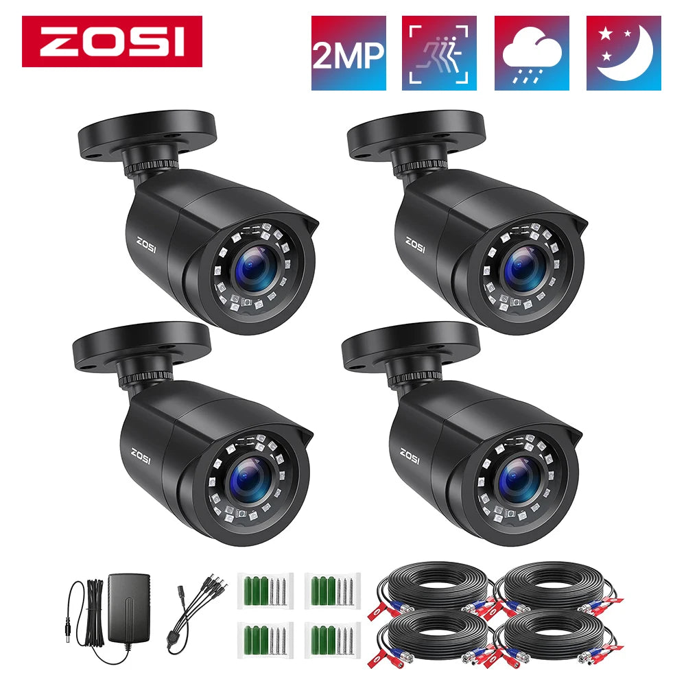 ZOSI 4 Pack 1080P HD TVI Security Cameras Outdoor Indoor