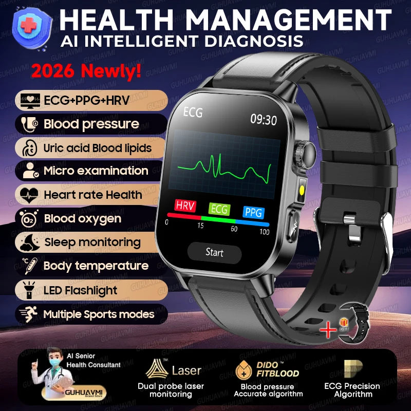 ECG PPG Health Diagnosis Smartwatch With Body Analysis