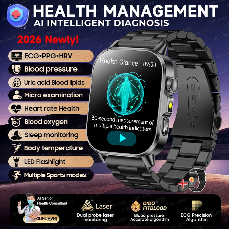 ECG PPG Health Diagnosis Smartwatch With Body Analysis