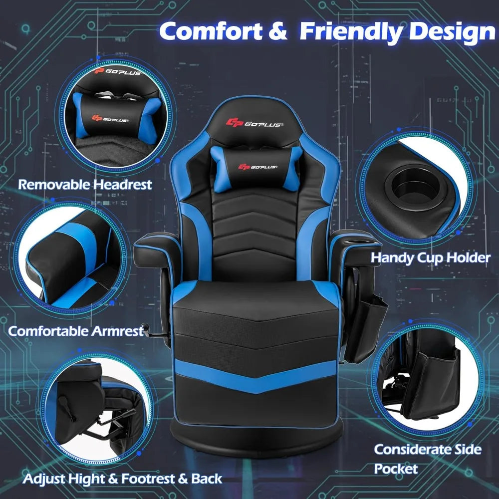 Adjustable Massage Gaming Recliner With Cup Holder Footrest