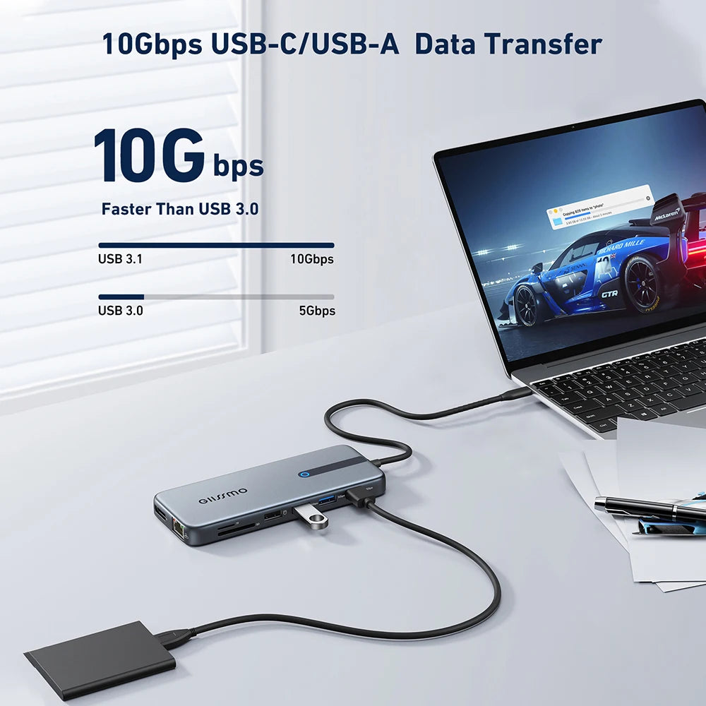 GIISSMO USB C Hub 10Gbps Docking Station with 4K HDMI