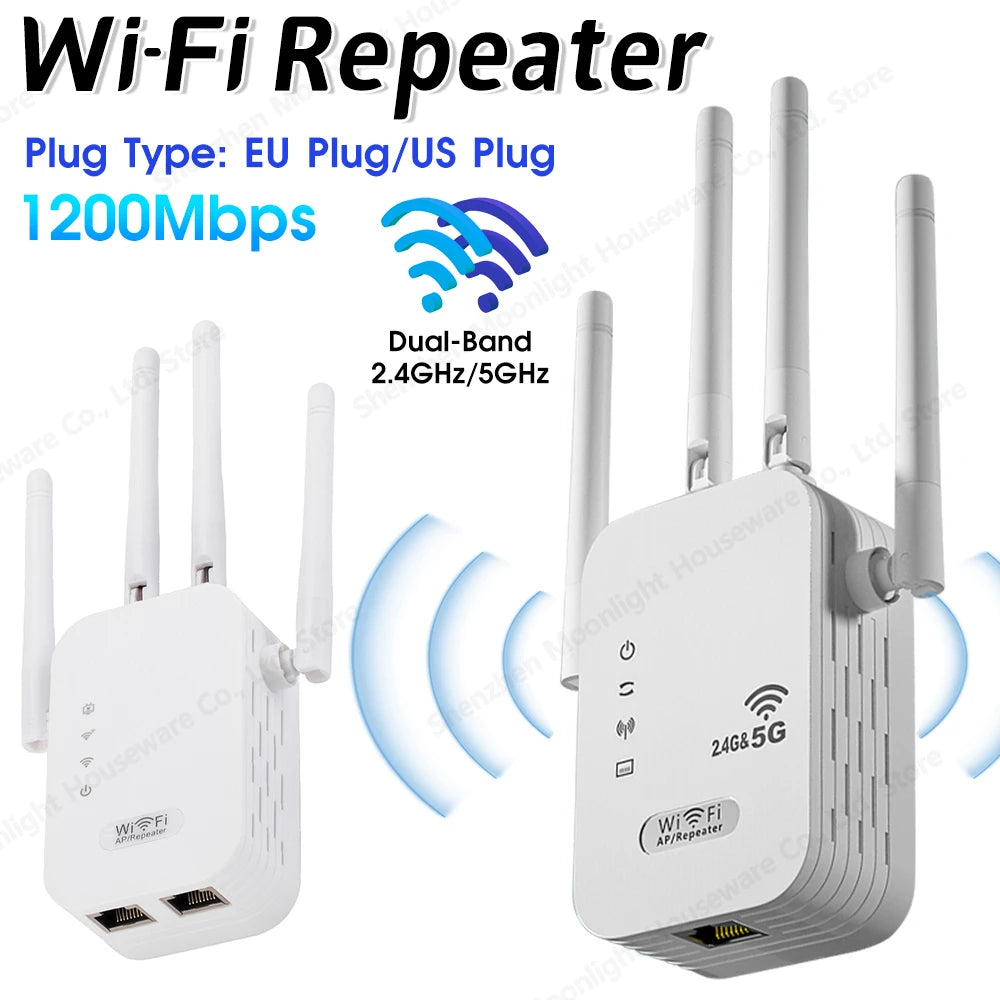 APWIKOGER Dual Band WiFi Repeater 1200Mbps Extender