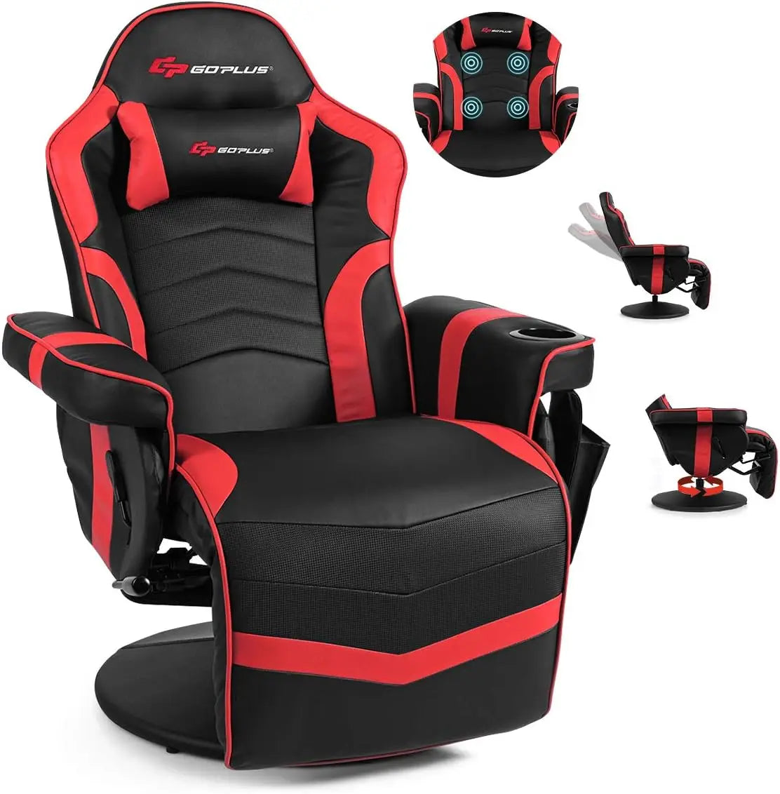 Adjustable Massage Gaming Recliner With Cup Holder Footrest