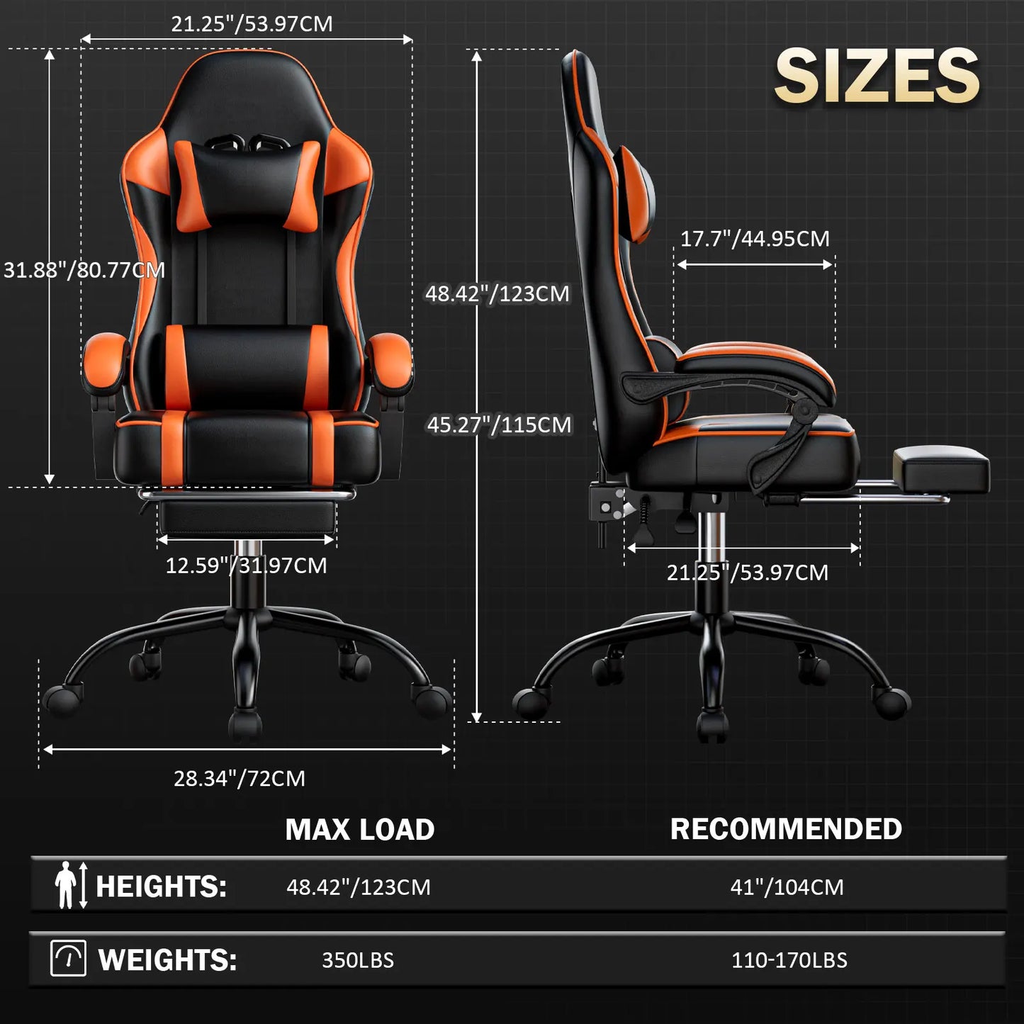 Gaming Chair With Footrest PU Leather For Adults Gamer